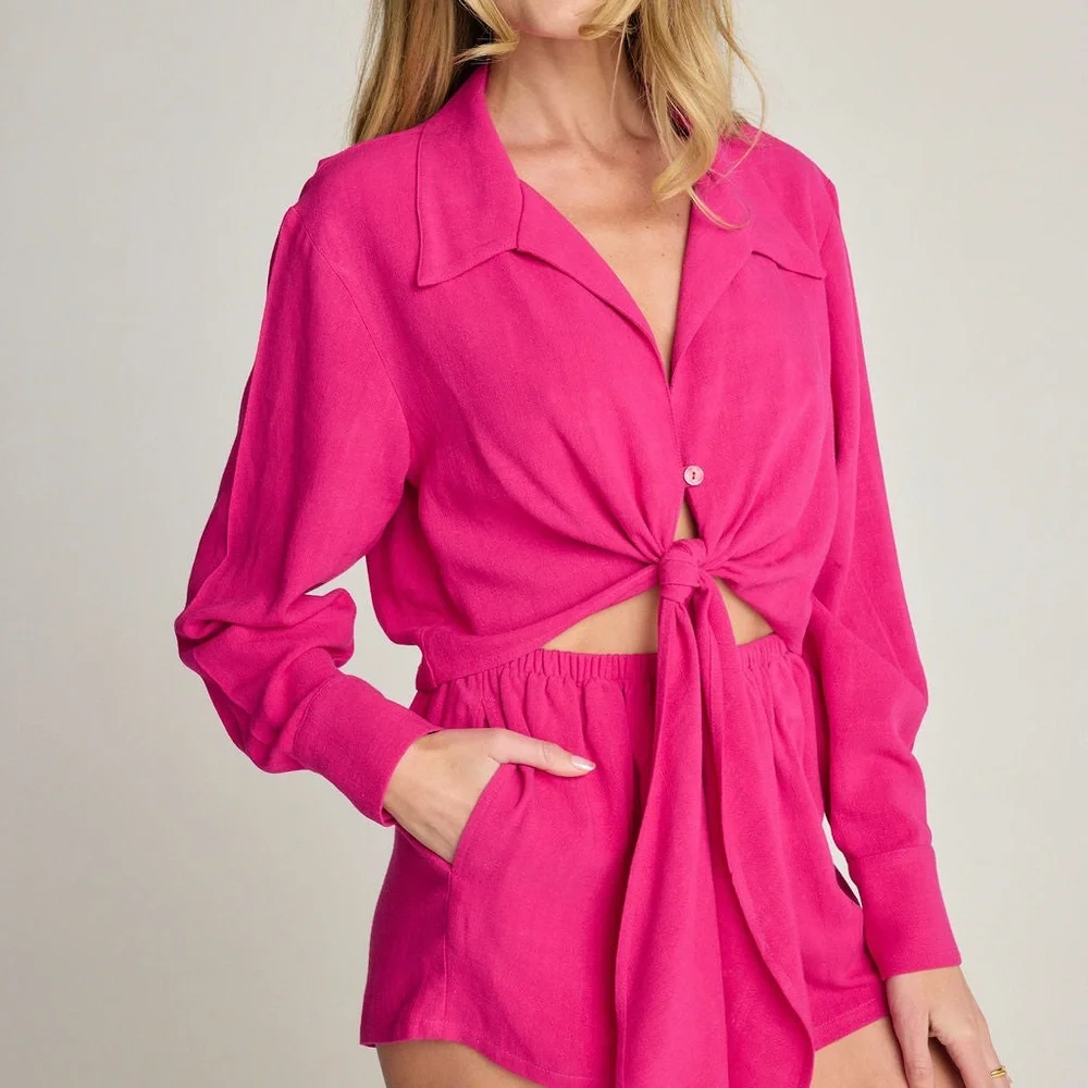 Sunday Ritual Rhea Wrap Top Fuchsia - Picture 11 of 11